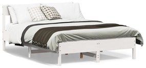 842671 vidaXL Cadru de pat cu tăblie, alb, 120x190 cm, lemn masiv pin
