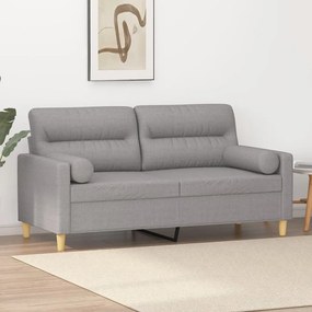 3152983 vidaXL Canapea cu 2 locuri cu perne&pernuțe gri deschis 140 cm textil
