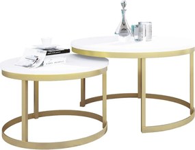 Măsuță de cafea 2in1 OKIN – 75x75x43 cm – Auriu / Alb