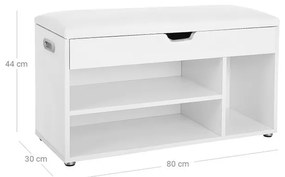 BAA18 - Banca 80x30x44 cm pentru Hol, pantofi, depozitare - Alba