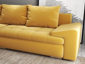 Colțar extensibil dumonde cu ladă de depozitare si sezut confortabil din spuma high-density, Leonardo Royal Mustar 260x185 cm