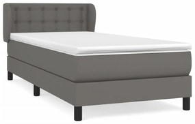 3127281 vidaXL Pat box spring cu saltea, gri, 80x200 cm, piele ecologică