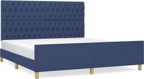 vidaXL Cadru de pat cu tăblie, albastru, 180x200 cm, textil
