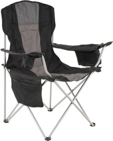 Scaun de camping pliabil XL cu geantă frigorifică, negru/gri