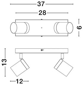 Plafoniera cu 2 Spoturi directionabile IP44 ALMA alb
