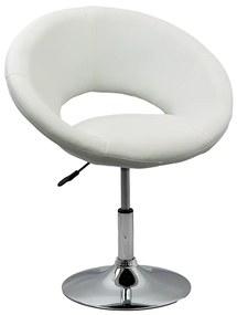 Scaun relaxare alb din piele ecologica, minimalist si rotativ REL 218