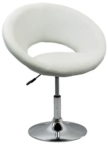 Scaun relaxare alb din piele ecologica, minimalist si rotativ REL 218
