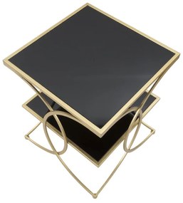Masuta auxiliara neagra/aurie din metal, 45x45x55 cm, Double Mauro Ferretti