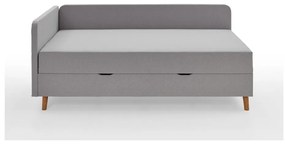 Pat de o persoană tapițat gri deschis cu spațiu de depozitare 90x200 cm Cabana - Meise Möbel