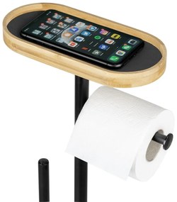 Suport pentru hârtie igienică negru/în culoare naturală din oțel Pomarolo – Wenko