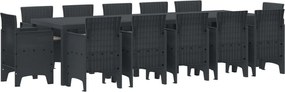 vidaXL Set de masă pentru grădină 13 pcs Antracit Ratan sintetic