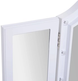 Homcom Specchio da Trucco Ripiegabile Retroilluminato con 16 Luci LED in Bianco, 73x53.5x4.5cm