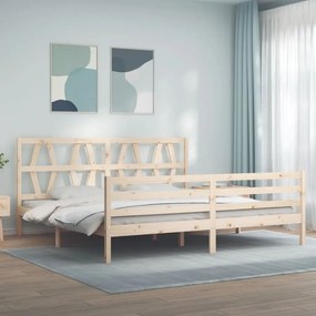 3194396 vidaXL Cadru pat cu tăblie 200x200 cm, lemn masiv de pin