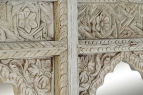 Oglindă decorativă de perete, stil natural rustic, culoare natur, din lemn de tec, „Teak”
