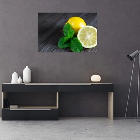 Tablou cu lămâie și mentă pe masă (90x60 cm)