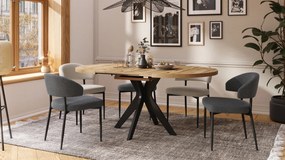 Mazzoni RENZO Stejar Wotan/picior negru - MASĂ ROTUNDĂ Ø110 EXTENSIBILĂ PÂNĂ LA 180 cm | PENTRU BUCĂTĂRIE SUFRAGERIE LIVING RETRO