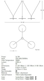 Lustra LED decorativa design modern Kurt 3L negru