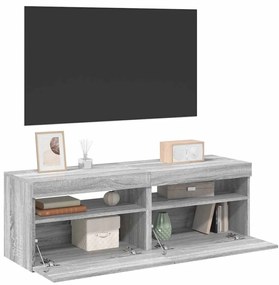 vidaXL Comode TV cu lumini LED, 2 buc., gri sonoma, 60x35x40 cm