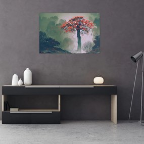 Tablou - Copacul roșu singuratic (90x60 cm)