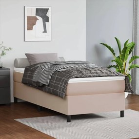 3144595 vidaXL Pat box spring cu saltea, cappuccino, 100x200cm piele ecologică