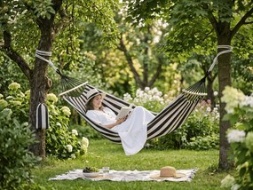 Hamac ZENVIO COMFORT 200x80 cm, gri-alb + geanta gratuita