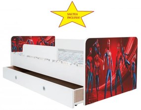 Pat Kiddy, imprimat cu Spiderman, cu protectie si saltea, 180x80 cm