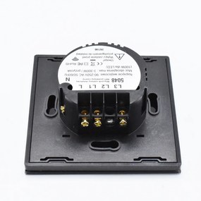 Intrerupator dublu smart, sticla securizata neagra, control Tuya, Masterled