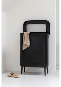 Cos de rufe Brabantia Bo 1004177, 2x45 L, Umplere fara deschidere, Orificii aerisire, Picioare reglabile, Negru