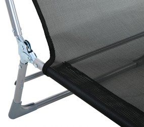 Outsunny Șezlong Pliabil cu Spătar Reglabil pe 5 Nivele și Pernă, Șezlong de Grădină cu Material Respirabil Textilen, pentru Plajă, Piscină, Grădină, 182x56x28 cm, Negru | Aosom Romania