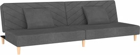 vidaXL Canapea extensibilă cu 2 locuri, 2 perne, gri închis, textil