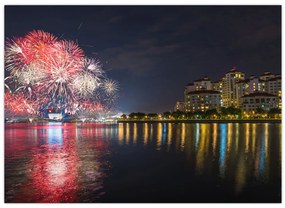 Tablou cu artificii in Singapur (70x50 cm)