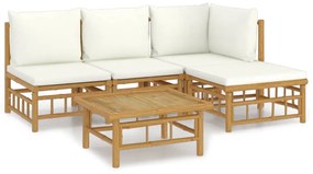 3155177 vidaXL Set mobilier de grădină cu perne alb crem, 2 piese, bambus