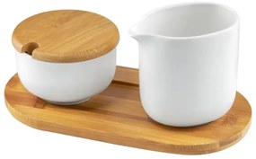 Set zaharnita si latiera portelan, 3 piese, alb mat, Natural