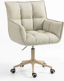 HR560K Scaun Ecru Piele Ecologica Premium Soft cu Bază Crem