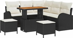 vidaXL Set de canapele pentru grădină cu pernă 8 pcs Negru poliratan