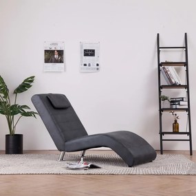 281283 vidaXL Șezlong cu pernă, gri, piele întoarsă artificială