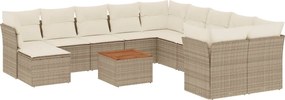 vidaXL Set canapele de grădină cu perne, 12 piese, bej, poliratan