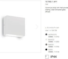 Aplica de perete moderna de exterior cu protectie IP44 TETRIS-1 AP1 alba 114293