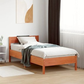 vidaXL Cadru pat fără saltea, maro ceruit, 100x200 cm, lemn masiv pin