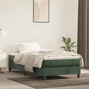 3120751 vidaXL Cadru de pat, verde închis, 90x200 cm, catifea
