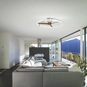 Lustra LED Smart cu Ventilator si telecomanda NEPAL nuc/argintiu