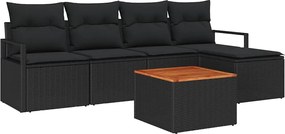 vidaXL Set de canapele pentru grădină cu pernă 6 pcs Negru poliratan