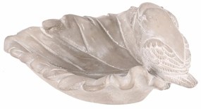 Alimentator de păsări din beton Frunză, gri , 21 x17 x 9 cm