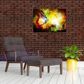 Tablou pe sticlă - Fluture spațial (70x50 cm)