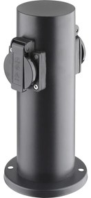 Solight PG10B - Stâlp exterior 2 prize 230V IP44 negru rotund
