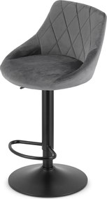 OFERTA Scaun de bar gri VELVET KAST cu picior negru II. calitate