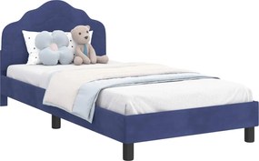 vidaXL Cadru de pat pentru copii cu spătar Albastru Poliție