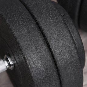 HOMCOM Gantere Reglabile de 50 kg pentru antrenament cu 12 Discuri Cauciucate, 8 x 5 kg si 4 x 1.5 kg, negru| Aosom Romania