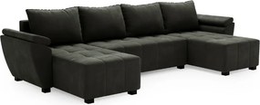 OFERTA Set canapea extensibila in forma de U LIVARO 305x140 cm, gri inchis, calitatea a II-a
