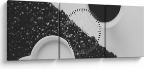 Tablou cu cafea (cu ceas) (90x30 cm)